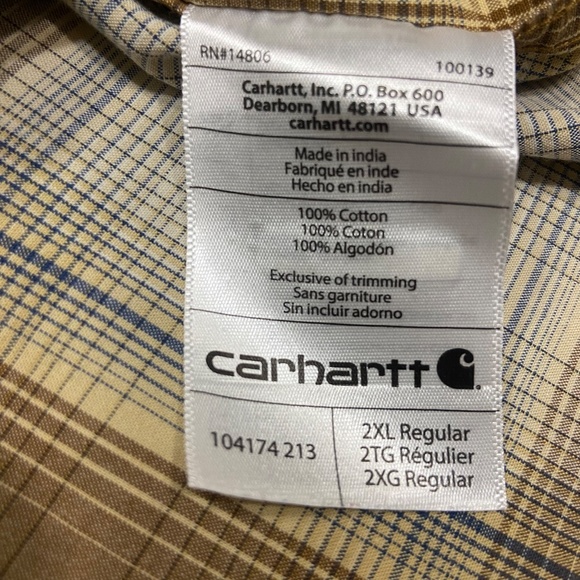 Men's Carharrt Relax Fit Shirt Short Sleeve Button Up Shirt Size 2XL - Picture 4 of 9